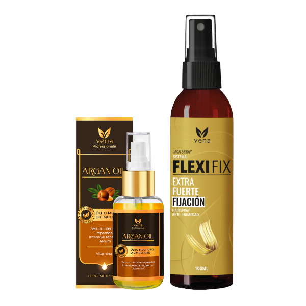 Pack Brillo y Fijación Vena: Laca en Spray y Aceite de Argán